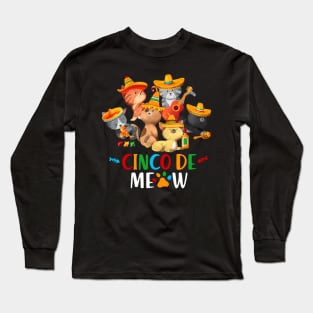 Cinco De Meow Cute Cat Cinco De Mayo Long Sleeve T-Shirt